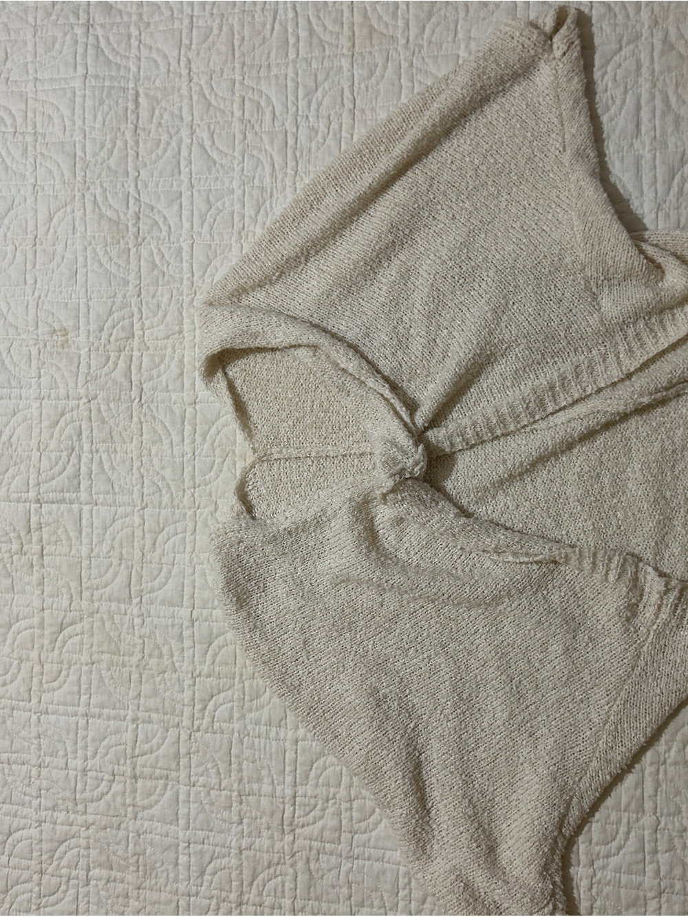 Women's Cream Knit V-Neck Sweater